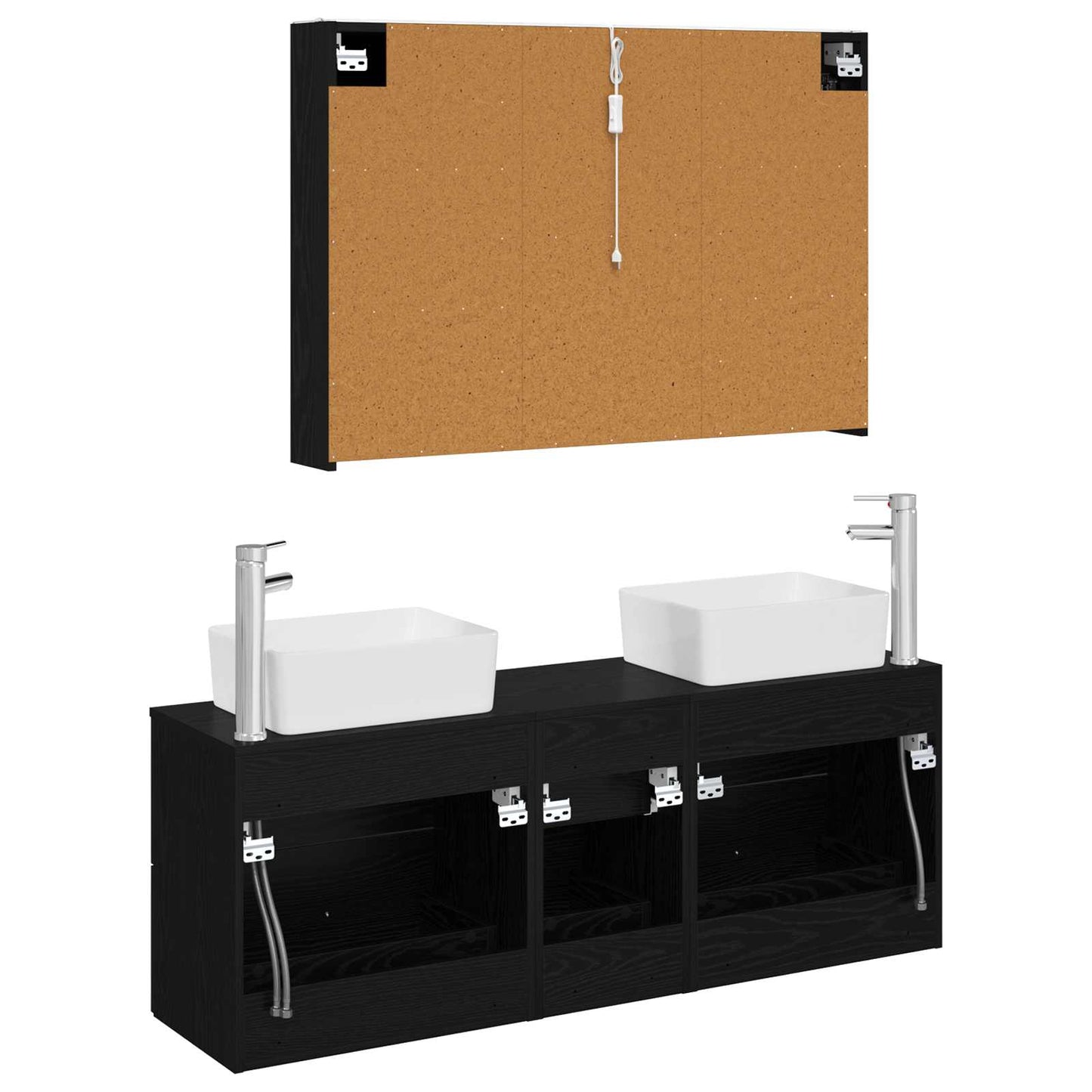 vidaXL Bathroom Furniture Set 4 pcs Black Oak