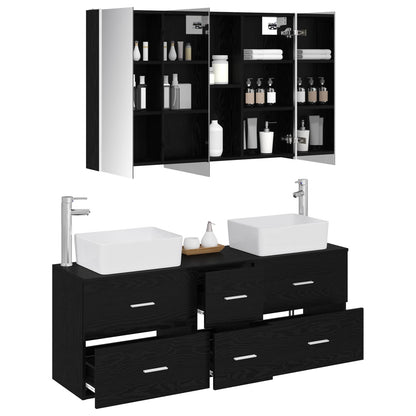 vidaXL Bathroom Furniture Set 4 pcs Black Oak