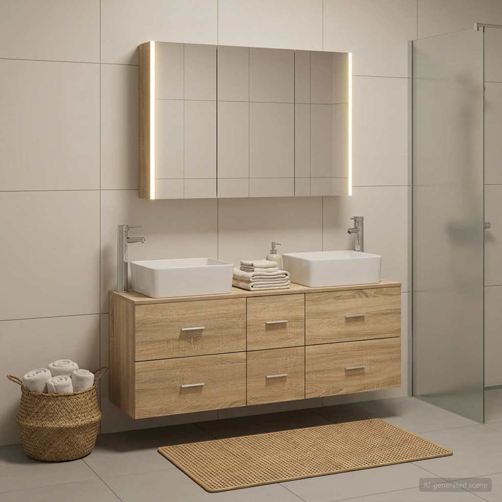 vidaXL Bathroom Furniture Set 4 pcs Sonoma Oak