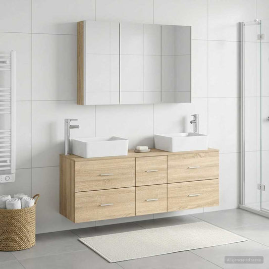 vidaXL Bathroom Furniture Set 4 pcs Sonoma Oak