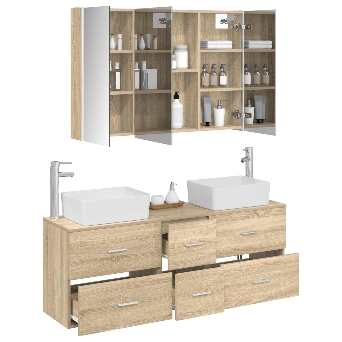 vidaXL Bathroom Furniture Set 4 pcs Sonoma Oak