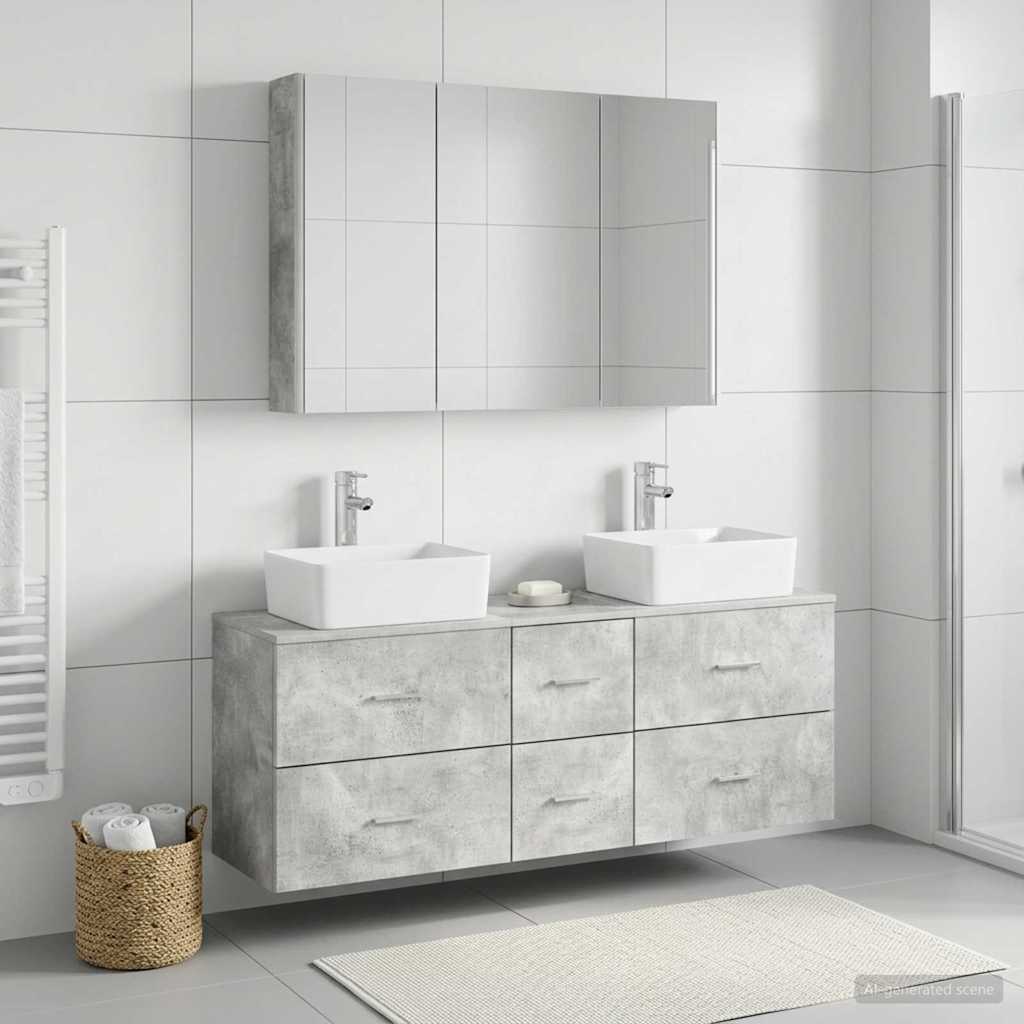vidaXL Bathroom Furniture Set 4 pcs Concrete Grey