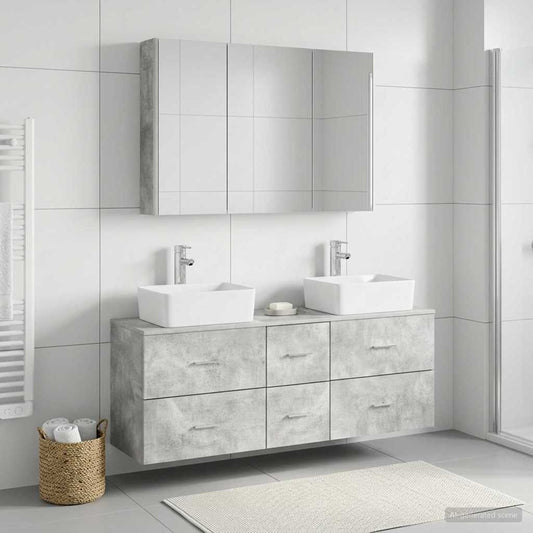 vidaXL Bathroom Furniture Set 4 pcs Concrete Grey