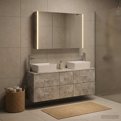 vidaXL Bathroom Furniture Set 4 pcs Concrete Grey