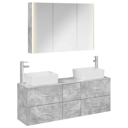 vidaXL Bathroom Furniture Set 4 pcs Concrete Grey
