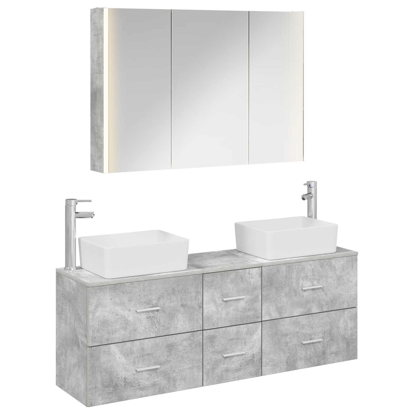 vidaXL Bathroom Furniture Set 4 pcs Concrete Grey