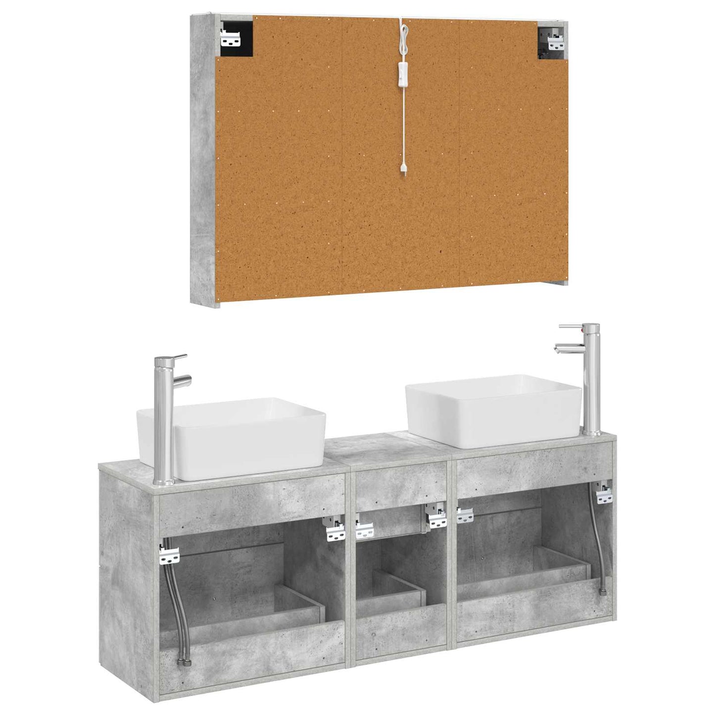 vidaXL Bathroom Furniture Set 4 pcs Concrete Grey
