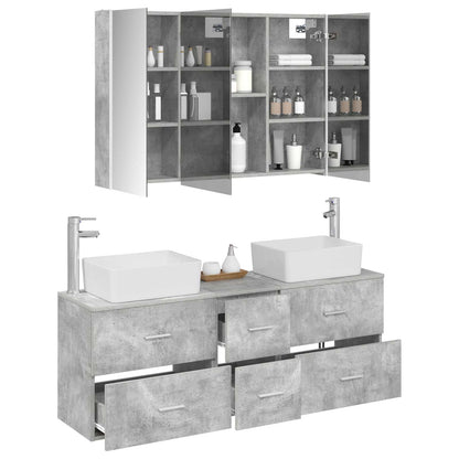 vidaXL Bathroom Furniture Set 4 pcs Concrete Grey