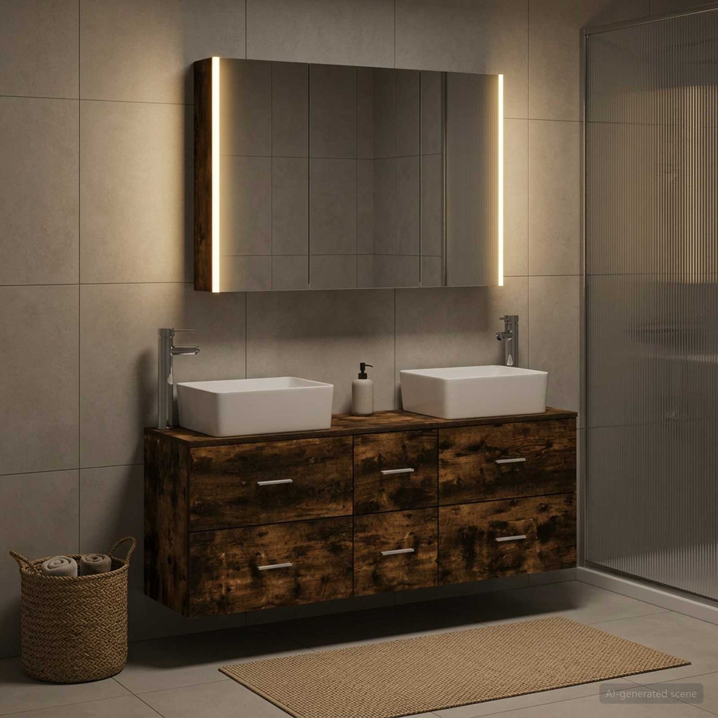 vidaXL Bathroom Furniture Set 4 pcs Smoked Oak