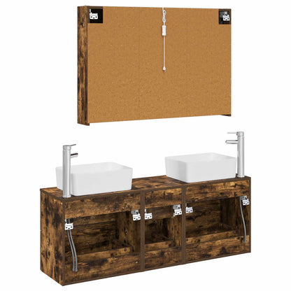 vidaXL Bathroom Furniture Set 4 pcs Smoked Oak