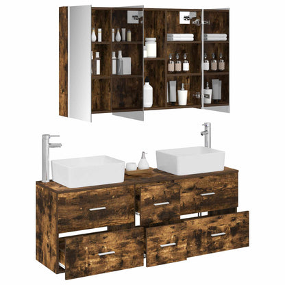 vidaXL Bathroom Furniture Set 4 pcs Smoked Oak
