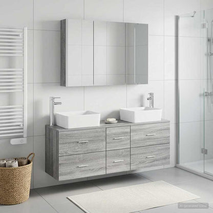 vidaXL Bathroom Furniture Set 4 pcs Grey Sonoma