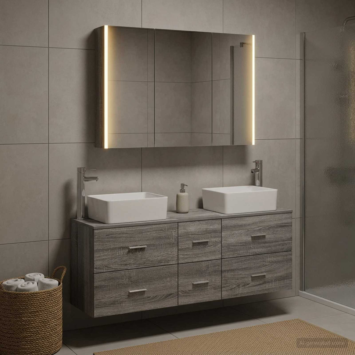 vidaXL Bathroom Furniture Set 4 pcs Grey Sonoma