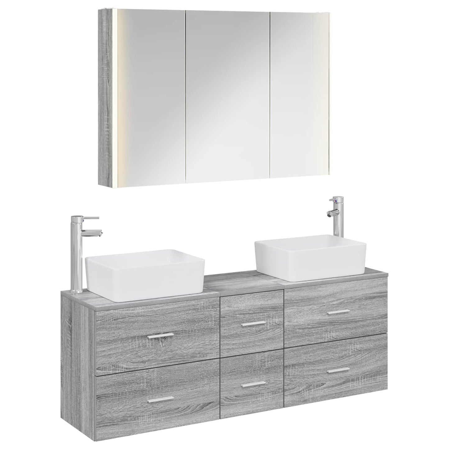 vidaXL Bathroom Furniture Set 4 pcs Grey Sonoma