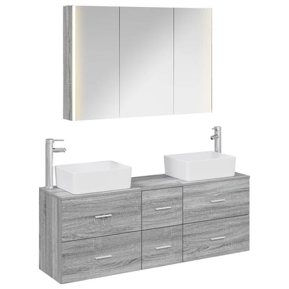 vidaXL Bathroom Furniture Set 4 pcs Grey Sonoma