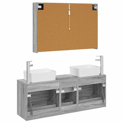 vidaXL Bathroom Furniture Set 4 pcs Grey Sonoma