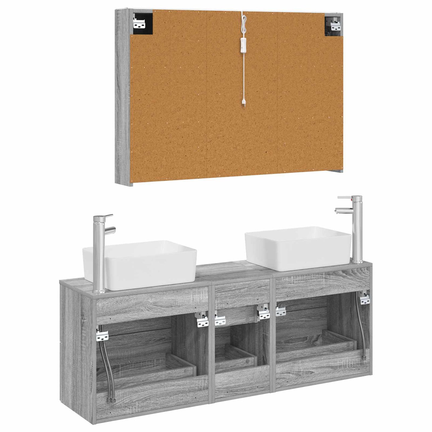 vidaXL Bathroom Furniture Set 4 pcs Grey Sonoma