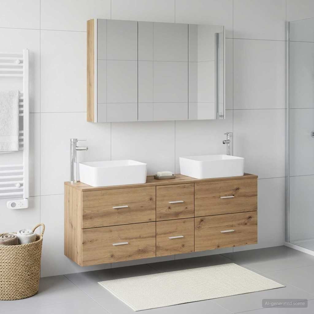 vidaXL Bathroom Furniture Set 4 pcs Artisan Oak