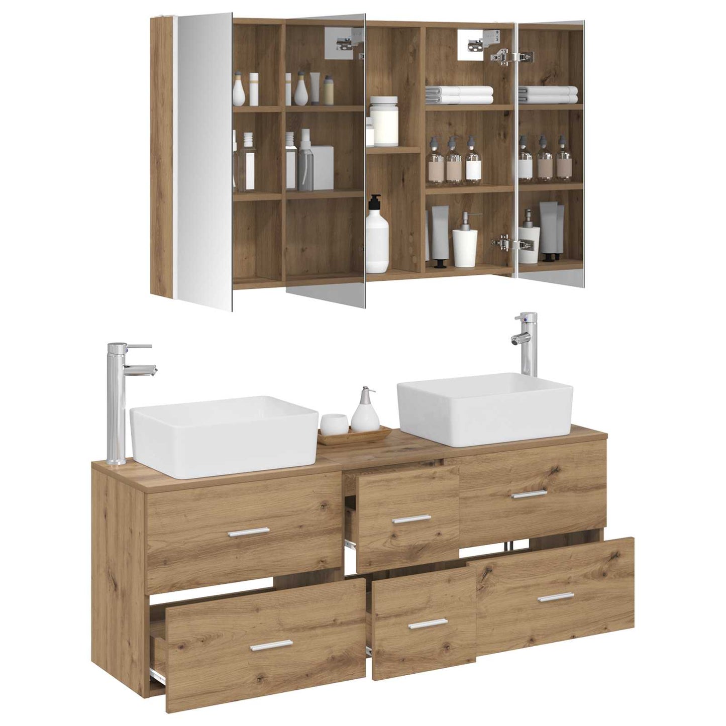 vidaXL Bathroom Furniture Set 4 pcs Artisan Oak