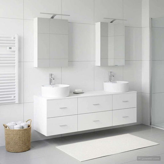 vidaXL Bathroom Furniture Set 5 pcs White Engineered Wood and Glass