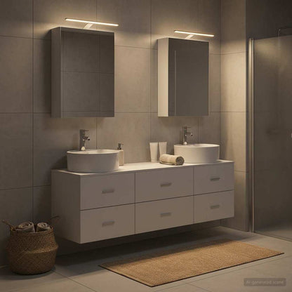 vidaXL Bathroom Furniture Set 5 pcs White Engineered Wood and Glass