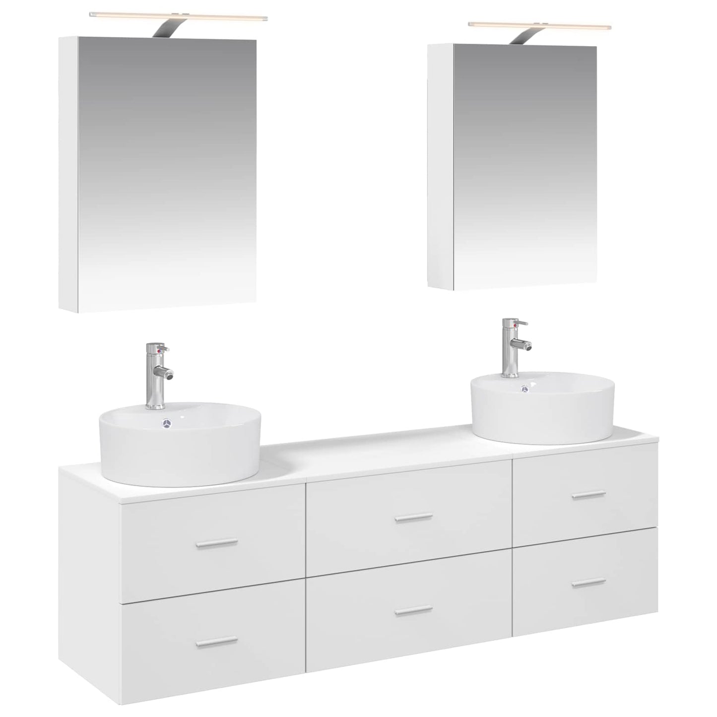 vidaXL Bathroom Furniture Set 5 pcs White Engineered Wood and Glass