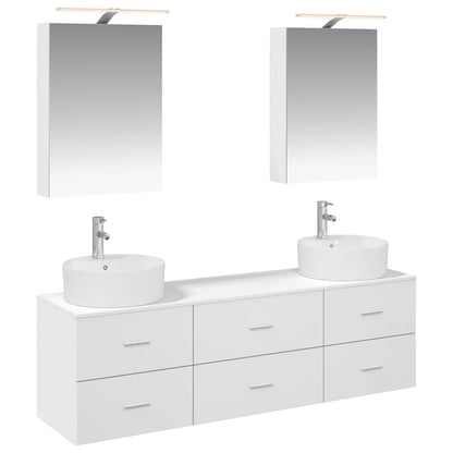 vidaXL Bathroom Furniture Set 5 pcs White Engineered Wood and Glass