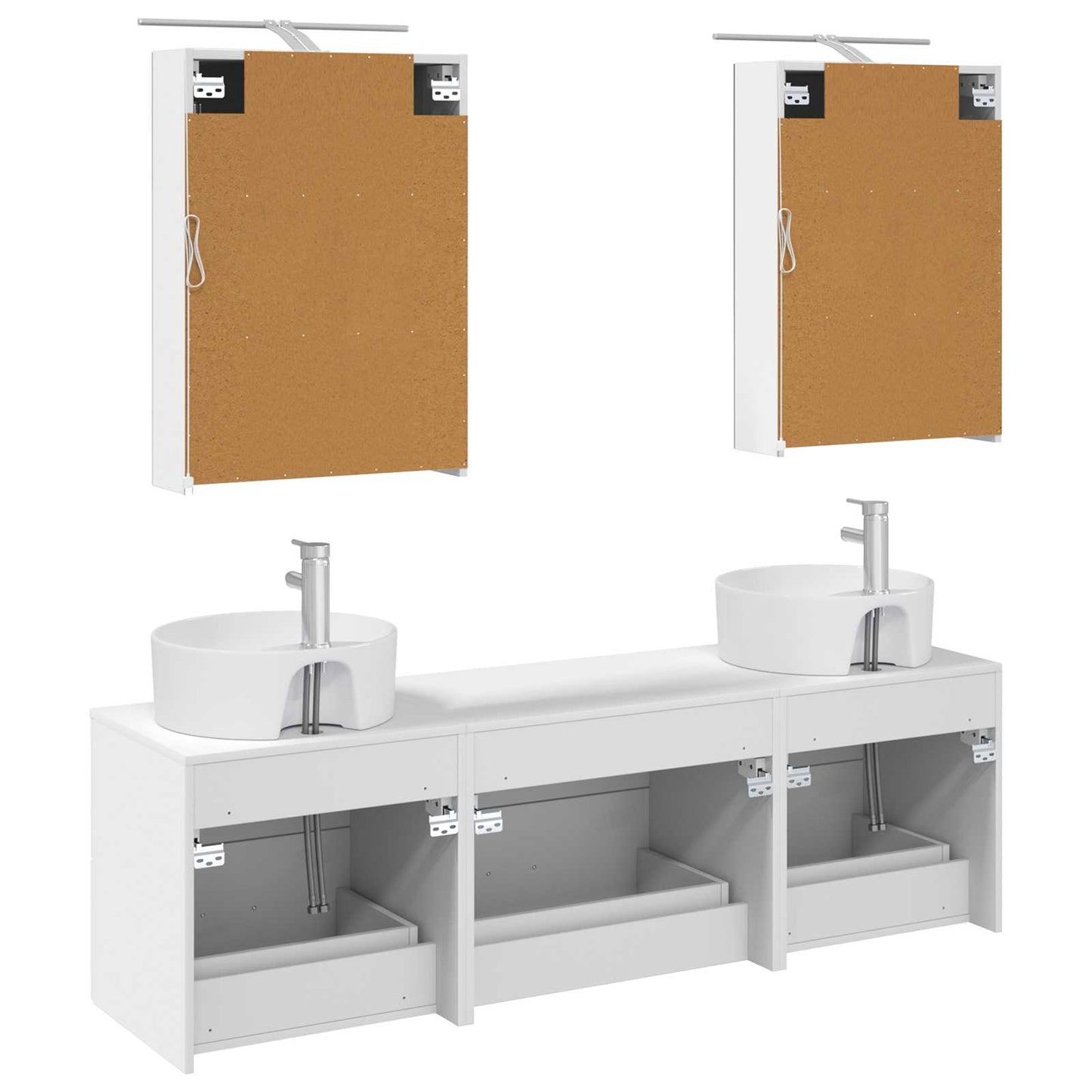 vidaXL Bathroom Furniture Set 5 pcs White Engineered Wood and Glass
