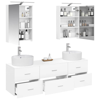 vidaXL Bathroom Furniture Set 5 pcs White Engineered Wood and Glass