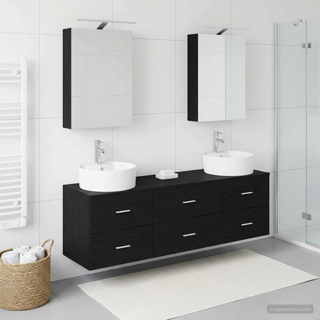 vidaXL Bathroom Furniture Set 5 pcs Black Oak