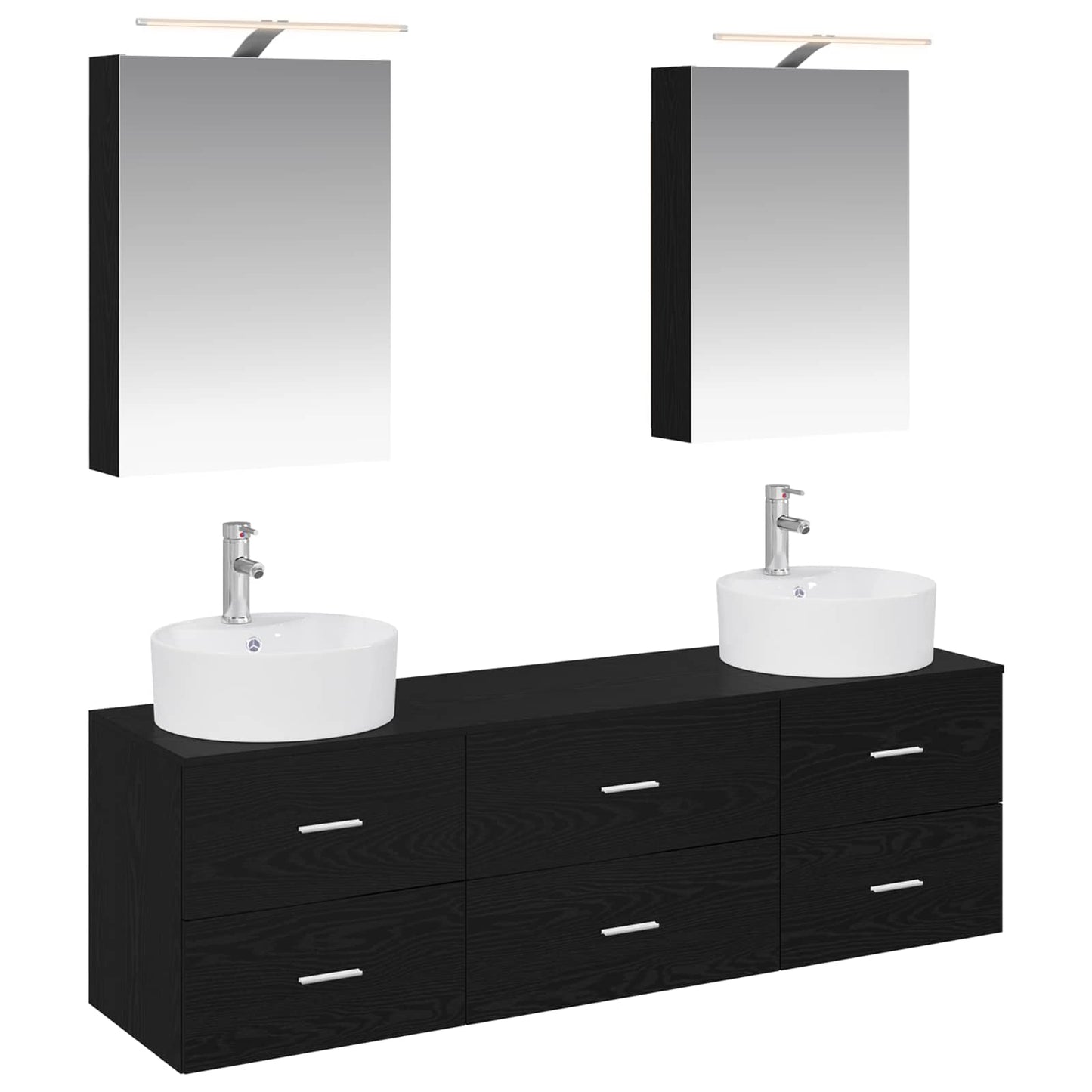 vidaXL Bathroom Furniture Set 5 pcs Black Oak