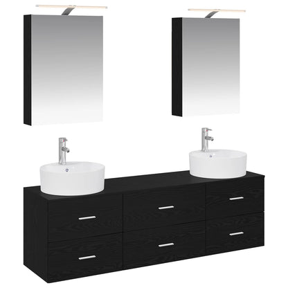vidaXL Bathroom Furniture Set 5 pcs Black Oak