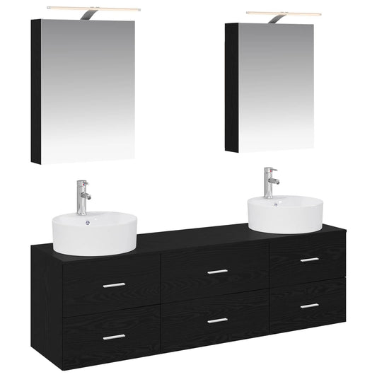 vidaXL Bathroom Furniture Set 5 pcs Black Oak