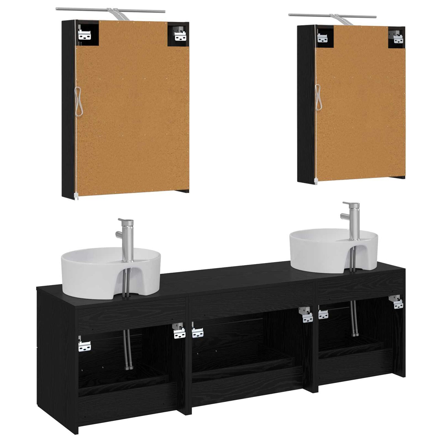 vidaXL Bathroom Furniture Set 5 pcs Black Oak