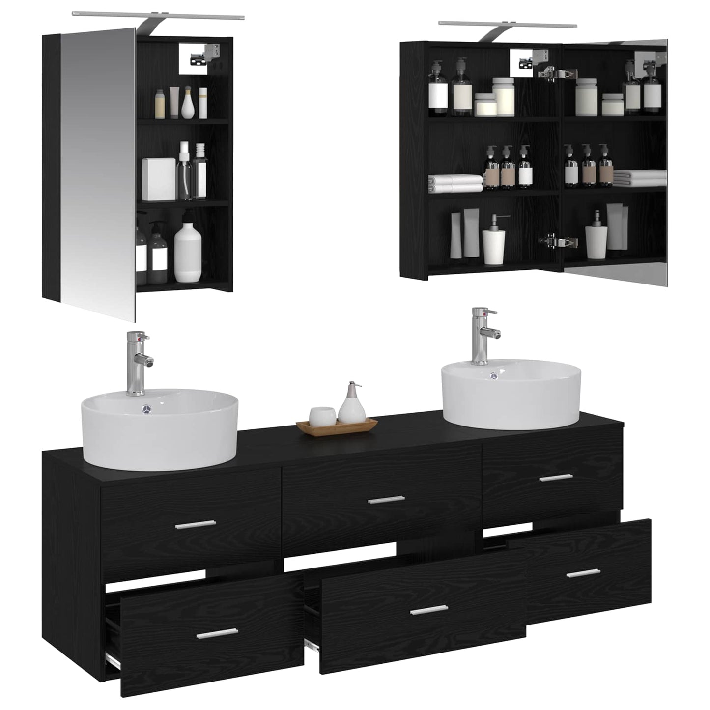 vidaXL Bathroom Furniture Set 5 pcs Black Oak