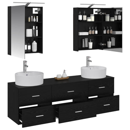 vidaXL Bathroom Furniture Set 5 pcs Black Oak