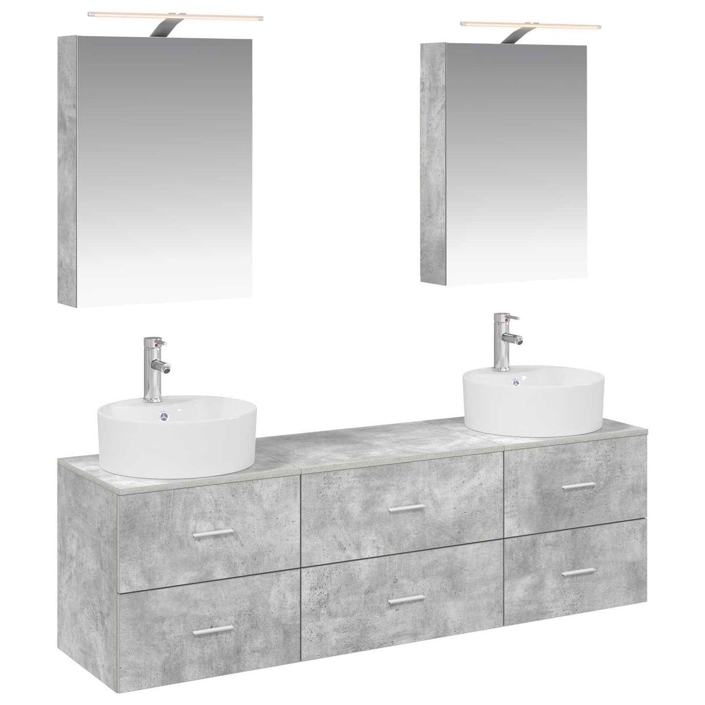 vidaXL Bathroom Furniture Set 5 pcs Concrete Grey
