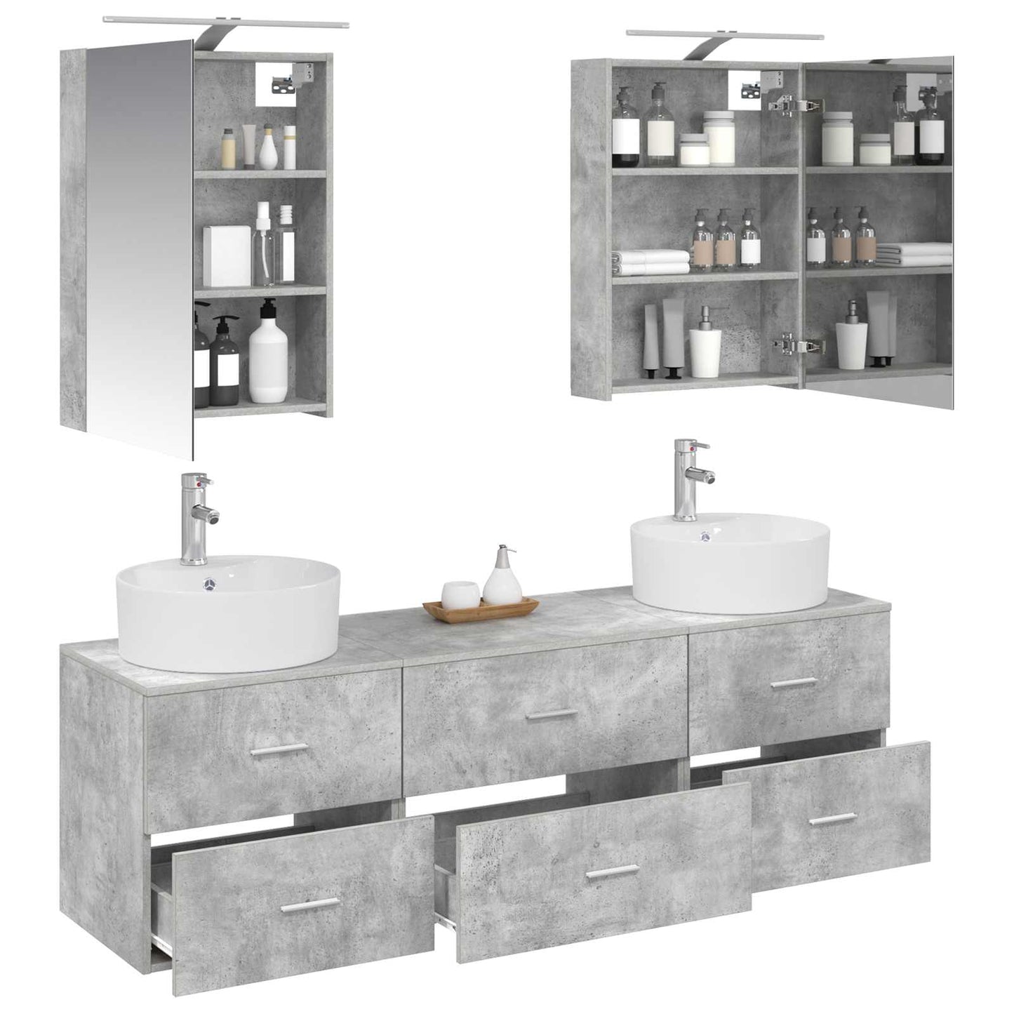vidaXL Bathroom Furniture Set 5 pcs Concrete Grey