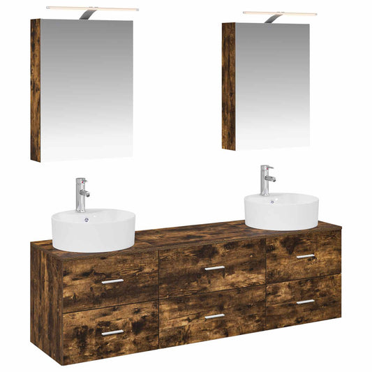 vidaXL Bathroom Furniture Set 5 pcs Smoked Oak