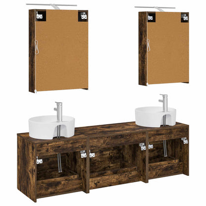 vidaXL Bathroom Furniture Set 5 pcs Smoked Oak