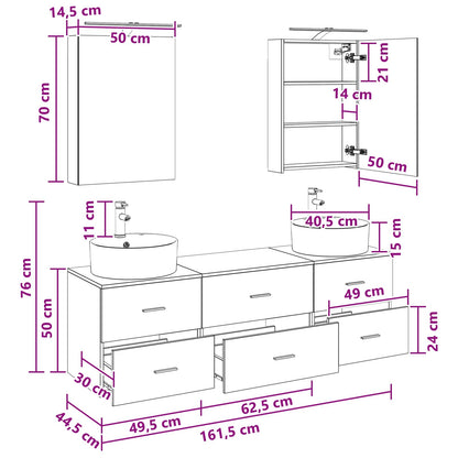 vidaXL Bathroom Furniture Set 5 pcs Grey Sonoma