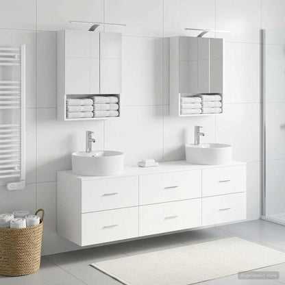 vidaXL Bathroom Furniture Set 5 pcs White Engineered Wood and Glass
