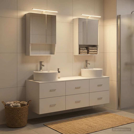 vidaXL Bathroom Furniture Set 5 pcs White Engineered Wood and Glass