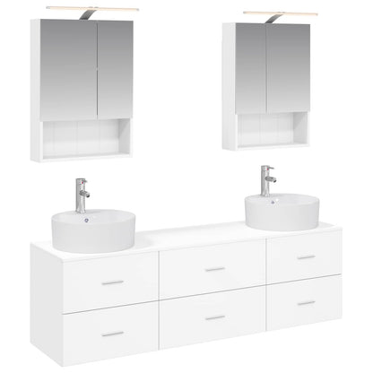 vidaXL Bathroom Furniture Set 5 pcs White Engineered Wood and Glass