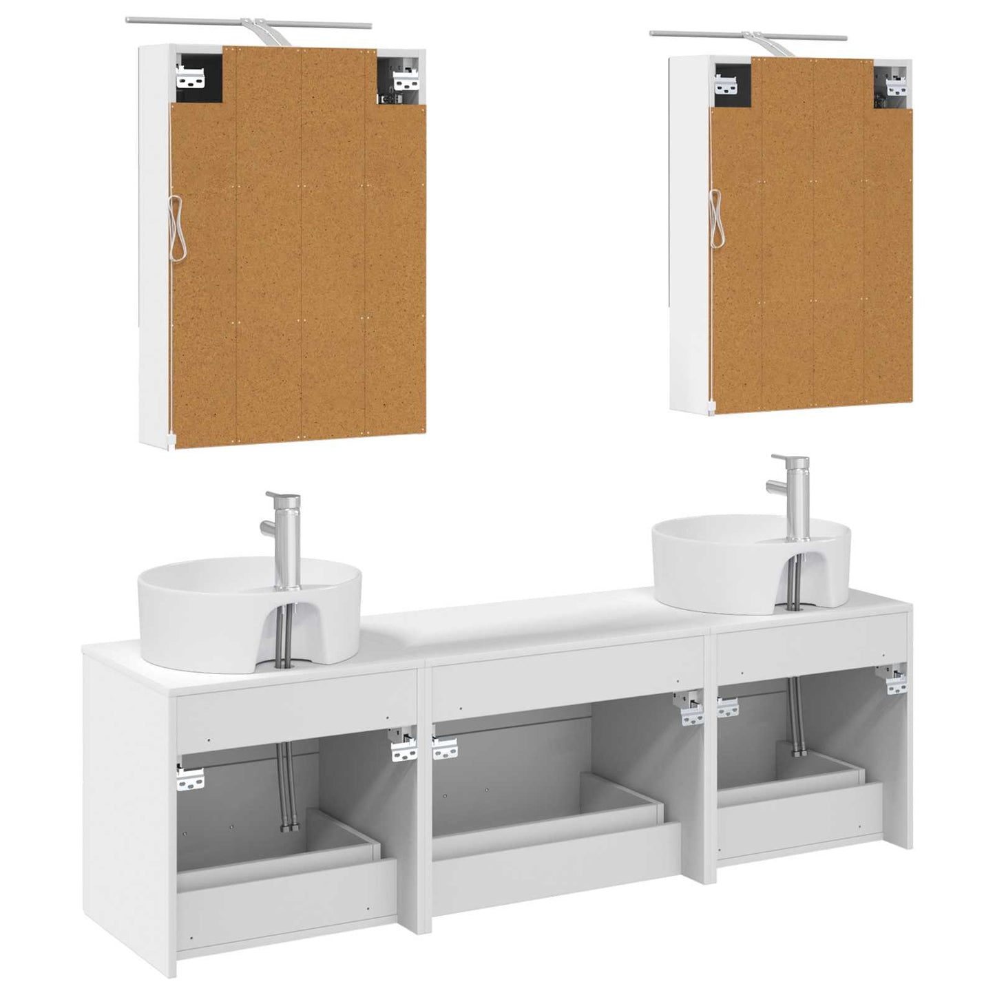vidaXL Bathroom Furniture Set 5 pcs White Engineered Wood and Glass