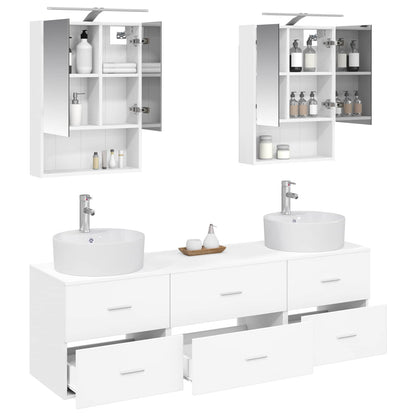 vidaXL Bathroom Furniture Set 5 pcs White Engineered Wood and Glass