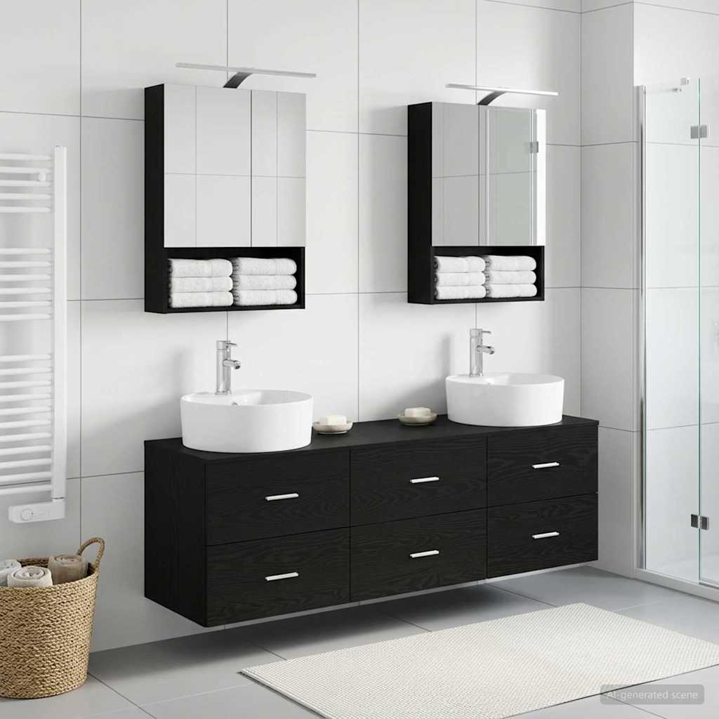 vidaXL Bathroom Furniture Set 5 pcs Black Oak