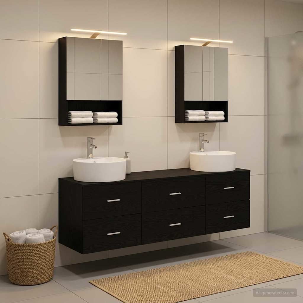 vidaXL Bathroom Furniture Set 5 pcs Black Oak