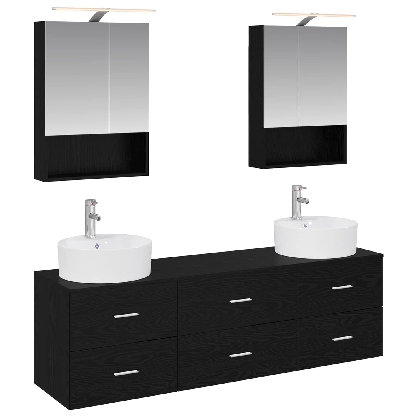 vidaXL Bathroom Furniture Set 5 pcs Black Oak
