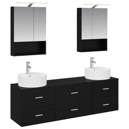 vidaXL Bathroom Furniture Set 5 pcs Black Oak